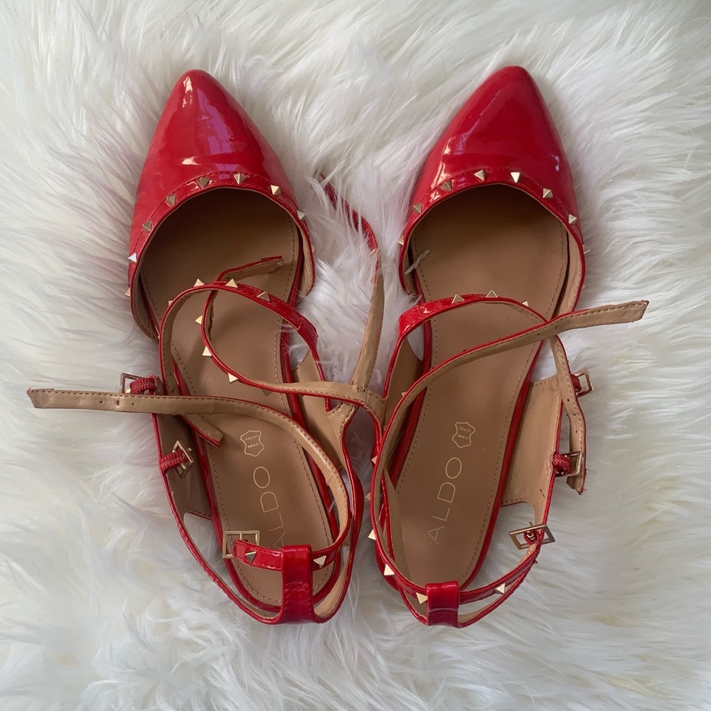 ALDO SIZE 9 STUDDED RED SHOES